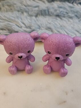 Purple Toy Bear Figurines - Set of 2